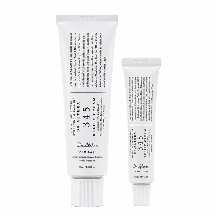 Envase de crema para rostro 345 Relief Cream de la marca Dr. Althea.