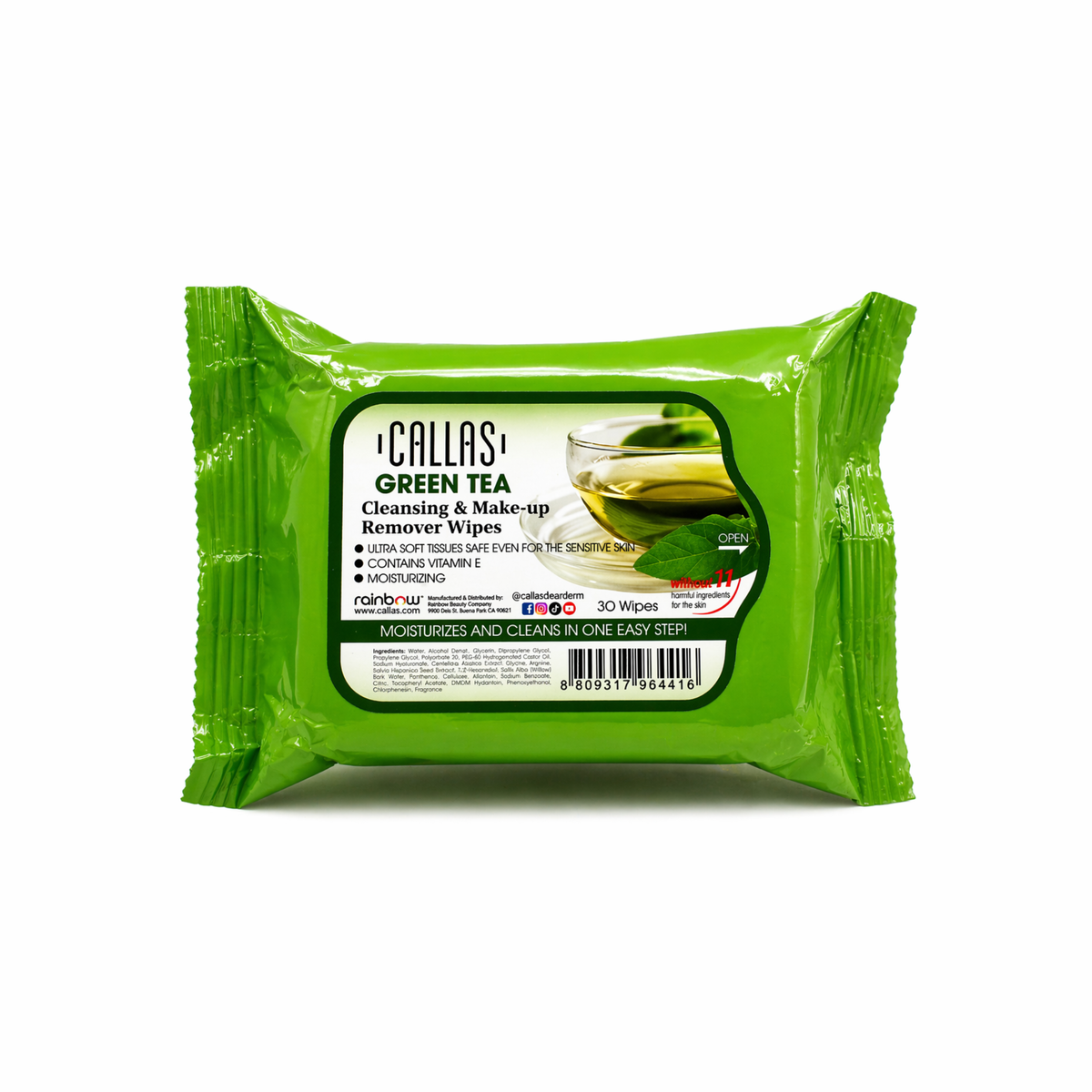 Green tea cleasing make up remover wipes