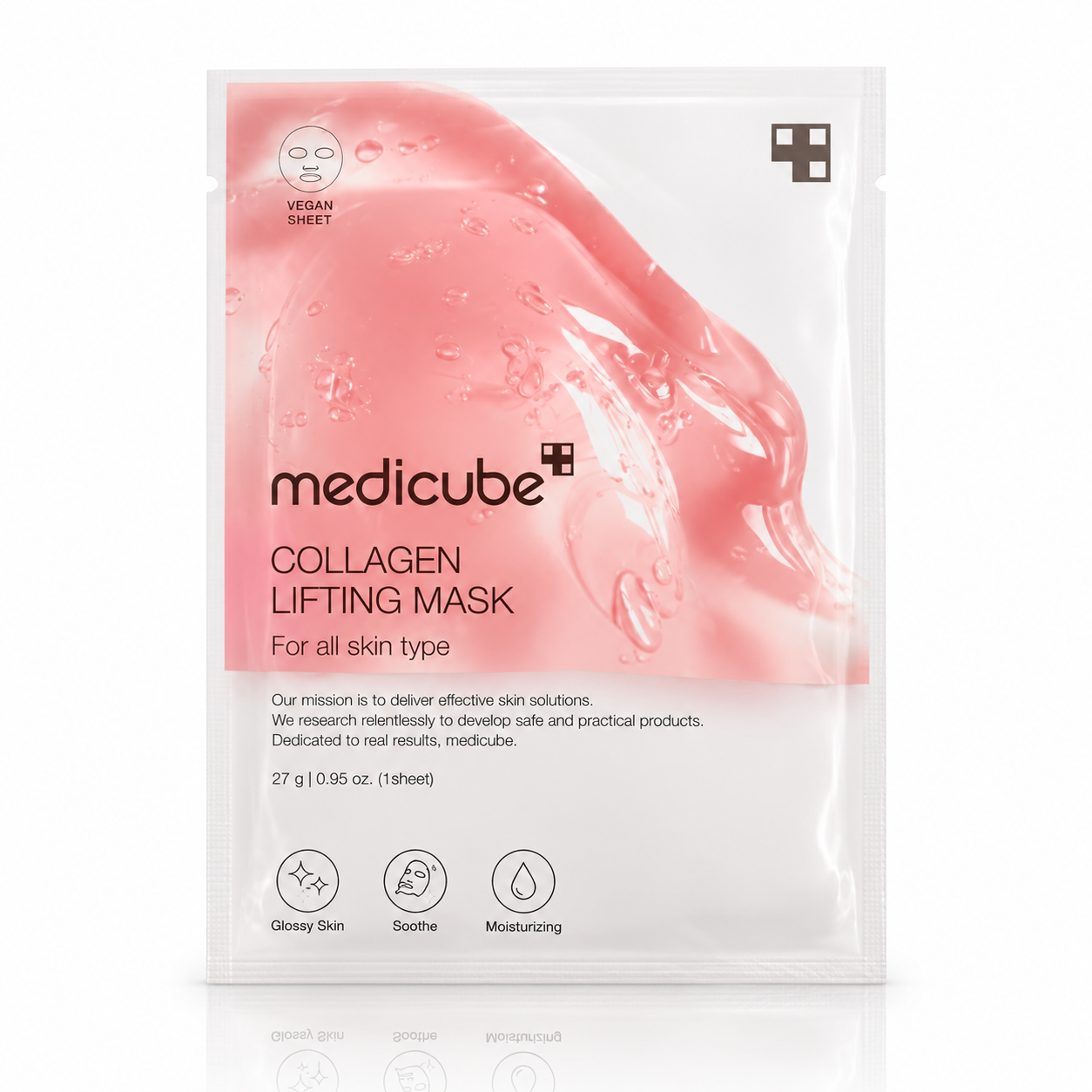Envase de mascarilla facial Collagen Lifting Mask de la marca Medicube.