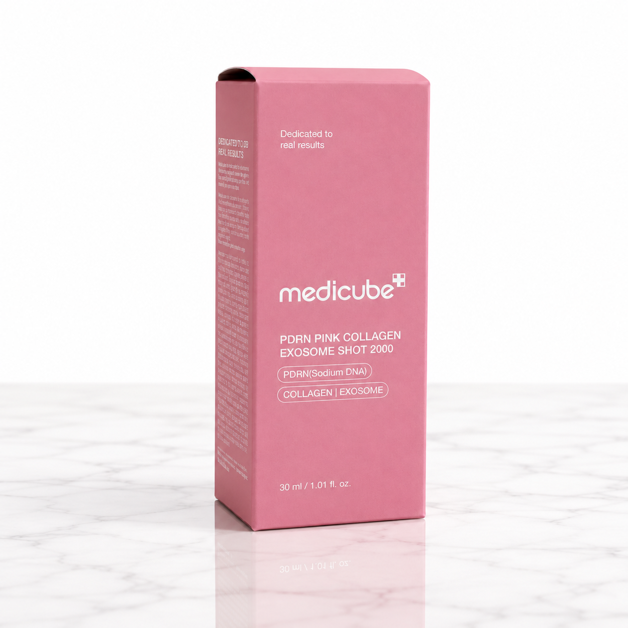 Enpaque del PDRN Pink Collagen Exosome Shot 2000 de Medicube.