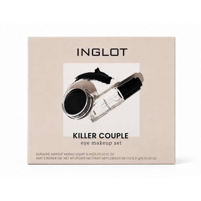 Set de maquillaje para ojos INGLOT Killer Couple que incluye el delineador en gel AMC y el diluyente líquido Duraline.