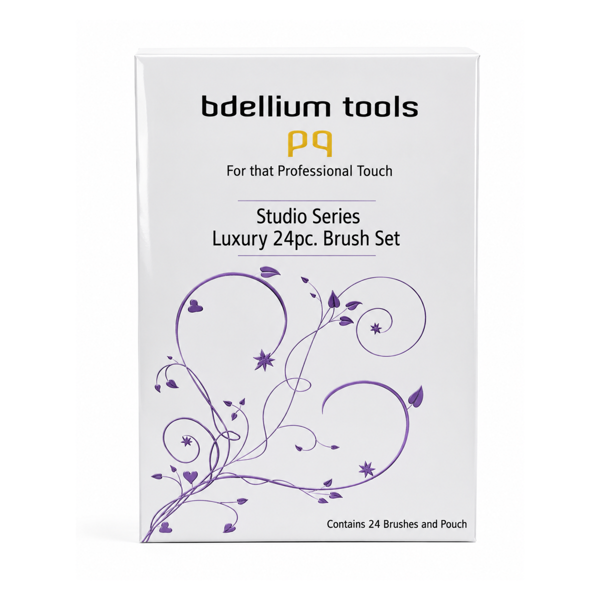 Colección completa de 24 brochas profesionales de maquillaje Studio Luxury de Bdellium Tools con manta protectora.