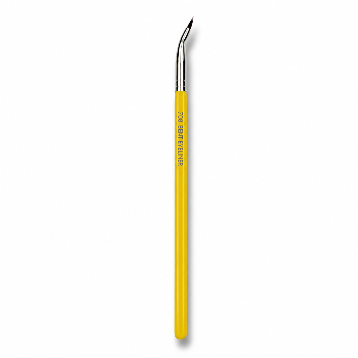 Vista de la virola metálica dorada y el clásico mango amarillo Studio de Bdellium Tools que ofrece un control cómodo y profesional.