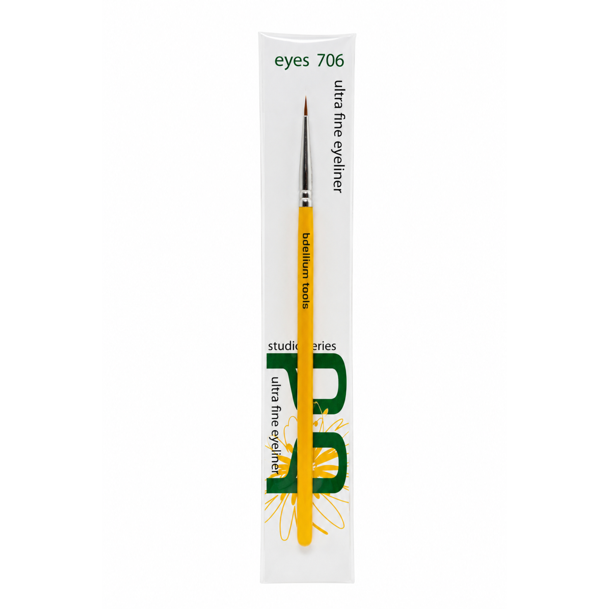 Pincel delineador de ojos con punta súper fina Studio 706 Fine Point Eyeliner de Bdellium Tools con mango negro.