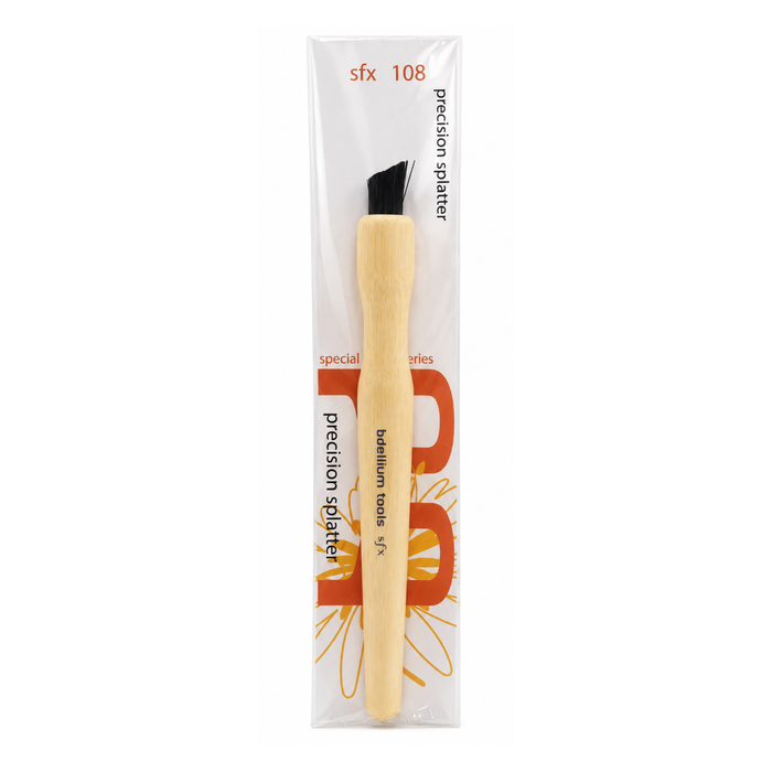 Pincel para efectos especiales SFX 108X Precision Splatter de Bdellium Tools con mango de bambú.