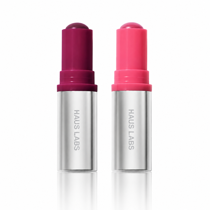 Color Fuse Glassy Blush Balm Stick de HAUS LABS en los dos tonos diferentes.