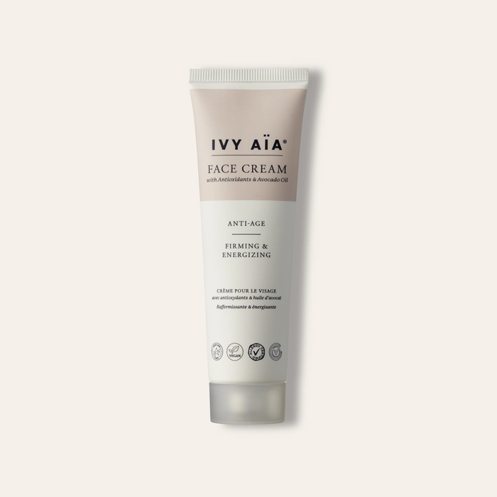 Tubo dosificador de la crema facial antiedad Anti-Age Face Cream de diseño minimalista.