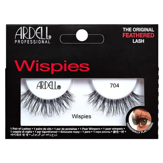 Presentación en estuche individual de las pestañas postizas de tira Wispies 704 Black de Ardell.