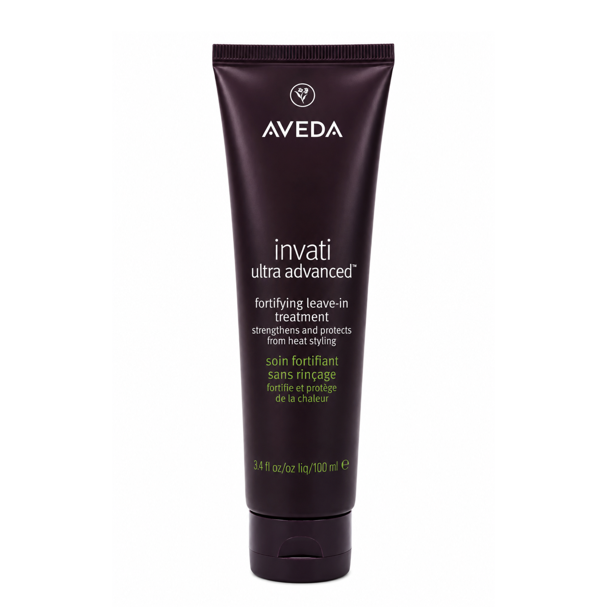 Invati Ultra Advanced Fortifying Leave-In Treatment de Aveda en su envase.