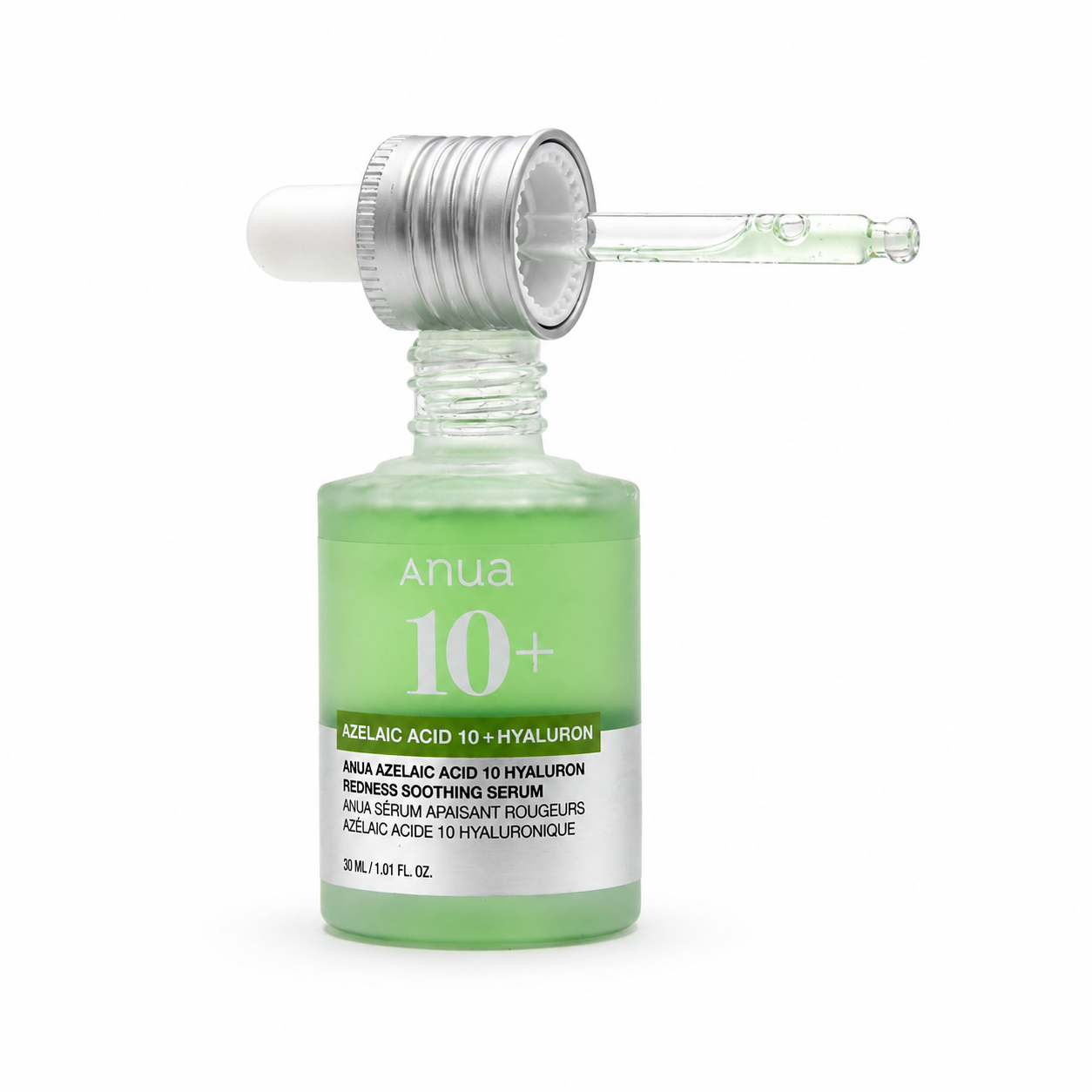 Aplicación de Azelaic Acid 10 Serum Hyaluronic de Anua sobre la piel.