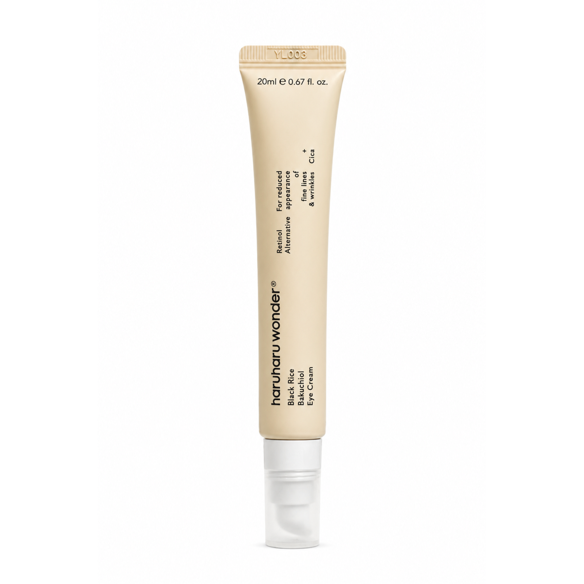 Envase de crema para ojos Bakuchiol Eye Cream Unscented de la marca Haruharu Wonder.