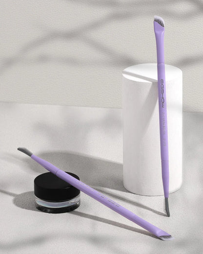 Brocha doble punta EIGSHOW D108P con cepillo para cejas y punta angular para delineado.