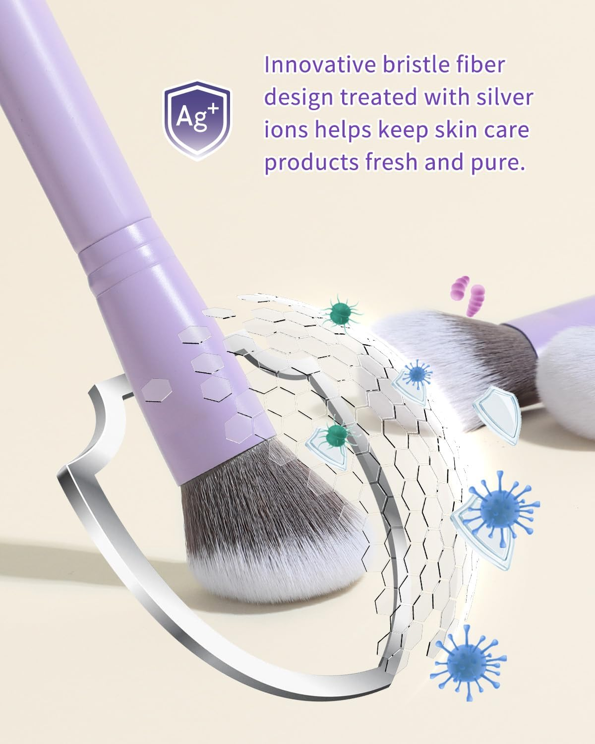 Cerdas de alta densidad con tecnología Silver Ion de la brocha EIGSHOW F671.