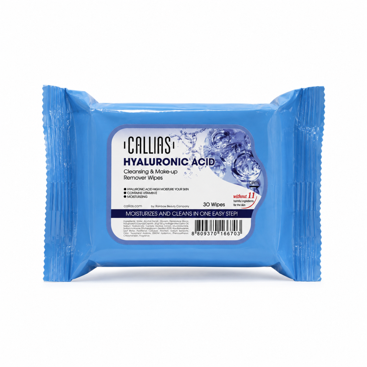 Hyaluronic acid cleasing make up remover wipes