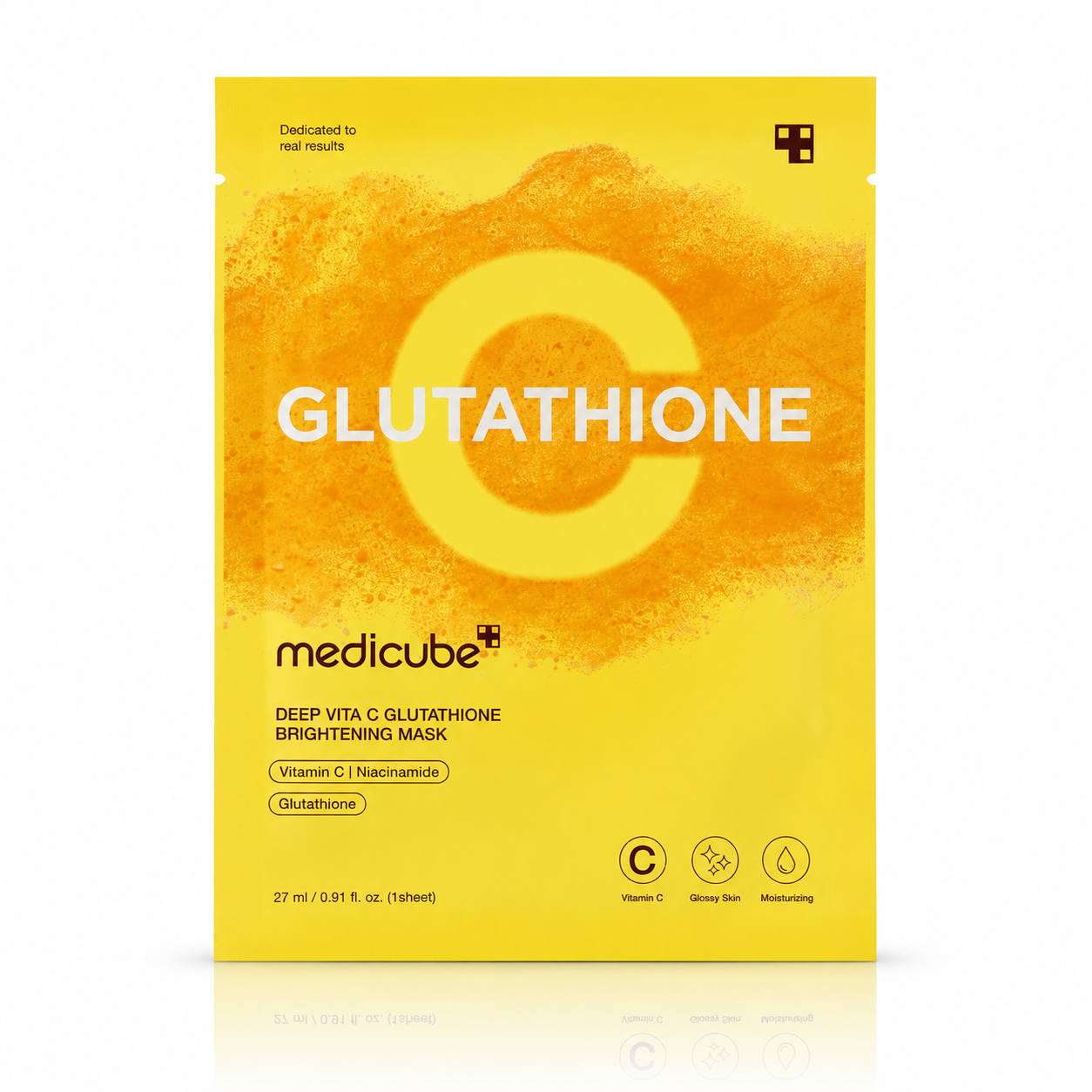 Envase de mascarilla facial Deep Vita C Glutathione Brightening Mask de la marca Medicube.