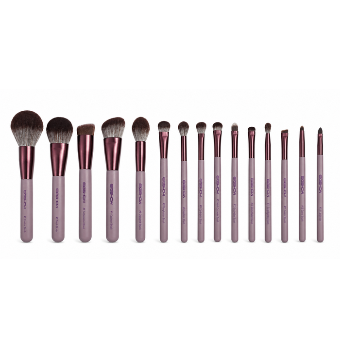 Jade Series 15-Piece Professional Makeup Brush Set - Smoke Purple (set de brochas de maquillaje profesional)