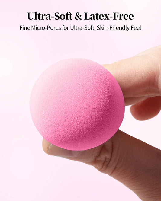 Textura ultra suave y libre de látex de la esponja difuminadora de maquillaje rosa EIGSHOW M102 expandida con agua