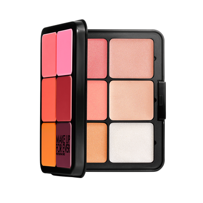 Paleta profesional HD SKIN BLUSH & GLOW PALETTE de Make Up For Ever abierta.