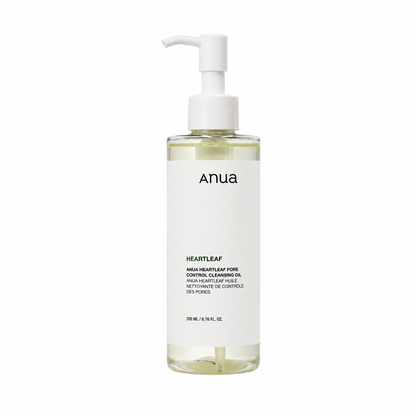 Envase de aceite limpiador Heartleaf Pore Control Cleansing Oil de la marca Anua.