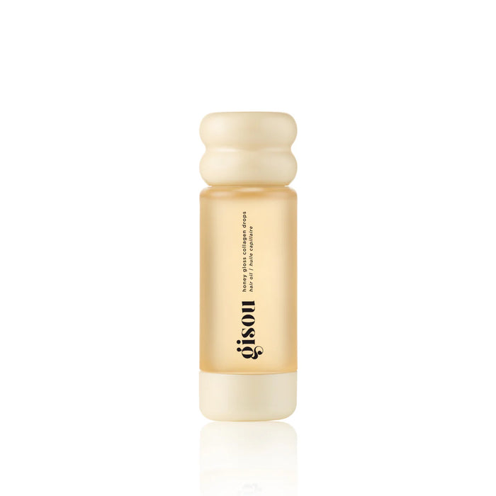 Frasco dosificador de gotas capilares Honey Gloss Collagen Drops Hair Oil de diseño elegante.