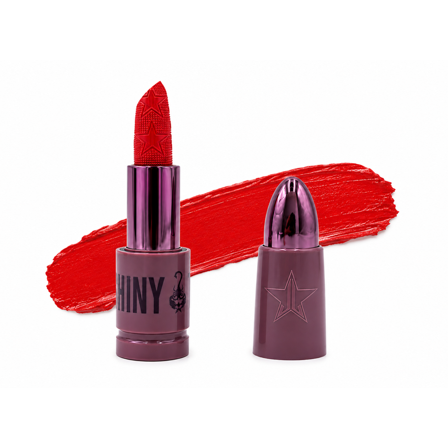 Shiny Trap Lipstick de Jeffree Star Cosmetics en tono Hot Devotion.