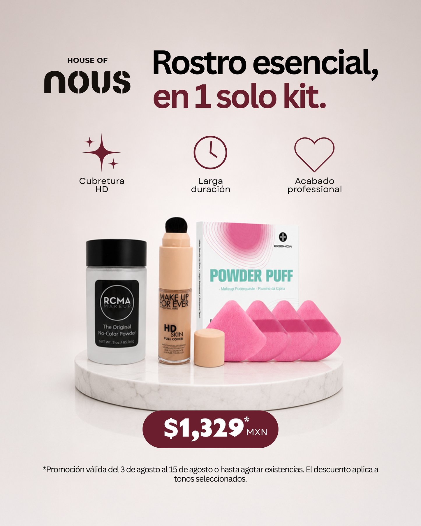 Kit Rostro Esencial | Corrector HD y Polvo Traslúcido | House of Nous