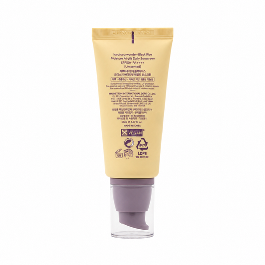 Detalle de la textura de Moisture Airyfit Daily Sunscreen SPF50+ Unscented de Haruharu Wonder.