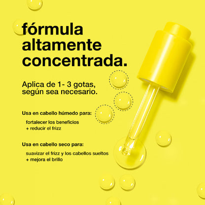 Textura ligera y sedosa del aceite capilar con tecnologia de peptidos.
