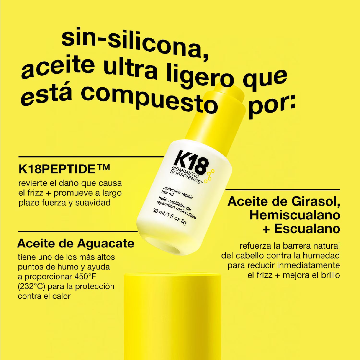 Aplicacion del aceite sobre el cabello para dar brillo y controlar el frizz.