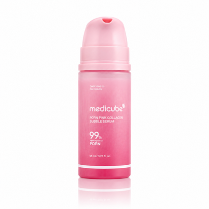 Detalle de la textura de PDRN Pink Collagen Bubble Serum de Medicube.