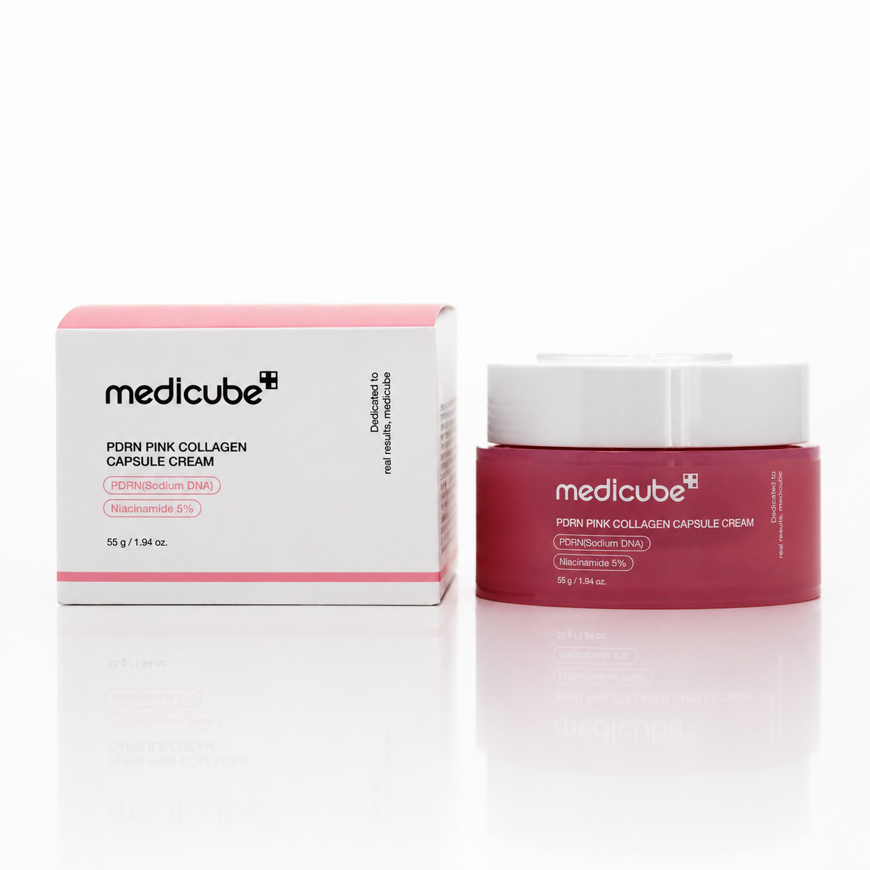 Detalle de la textura de PDRN Pink Collagen Capsule Cream de Medicube.