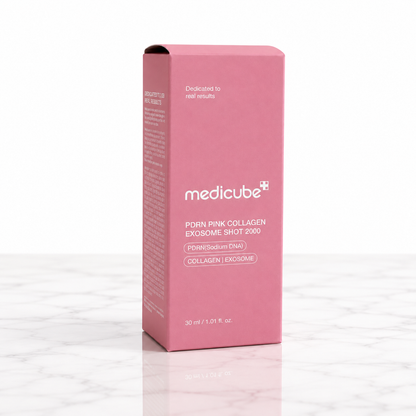Enpaque del PDRN Pink Collagen Exosome Shot 2000 de Medicube.