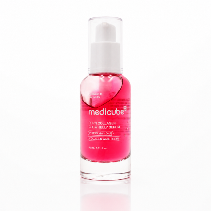 Envase de sérum facial PDRN Pink Collagen Glow Jelly Serum de la marca Medicube.