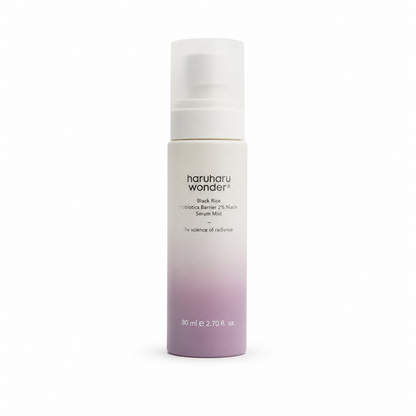 Envase de bruma facial Probiotics Barrier 2% NAD+ Serum Mist de la marca Haruharu Wonder.