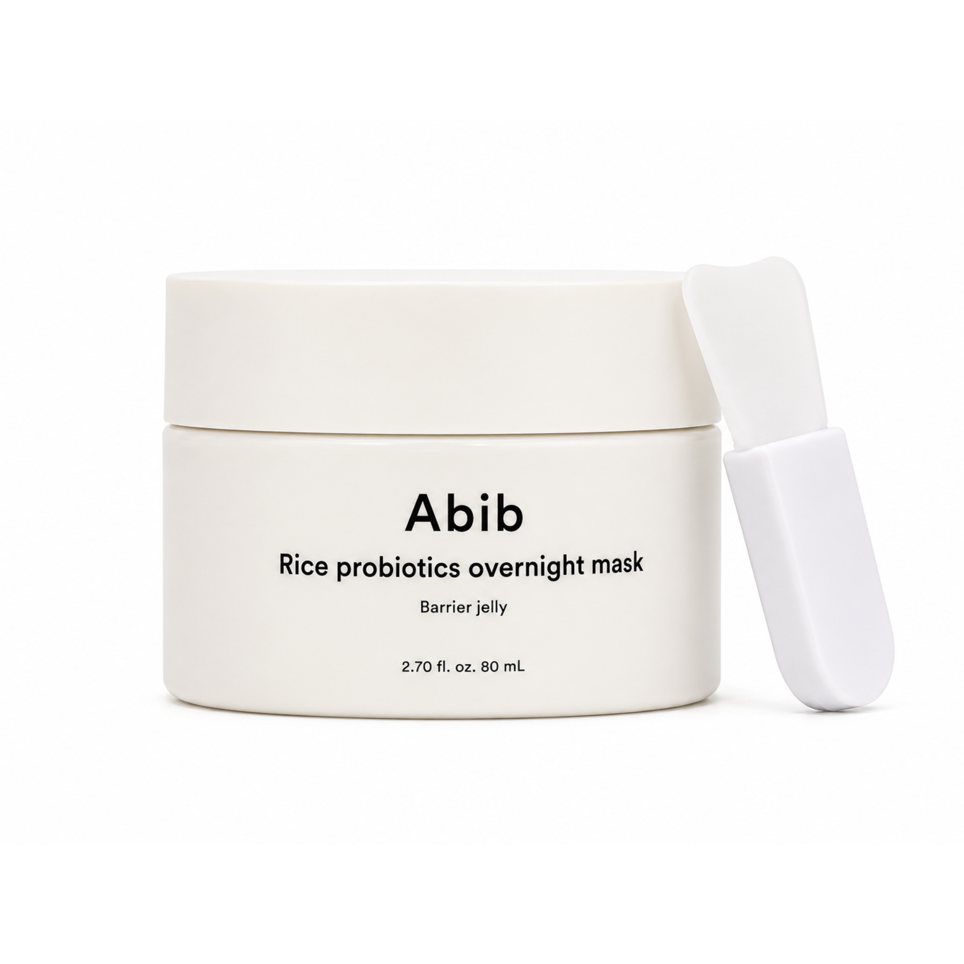 Aplicación de Rice Probiotics Overnight Mask de Abib sobre la piel.