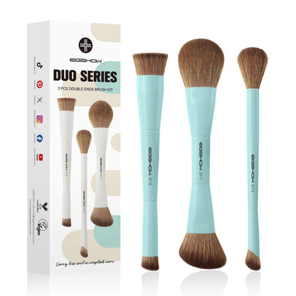 Set de 3 brochas doble punta EIGSHOW Duo Series en un vibrante color Cyan.