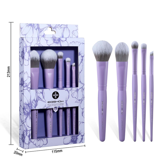 Set de 5 brochas esenciales EIGSHOW DayPlus Jade Series con estuche elegante.