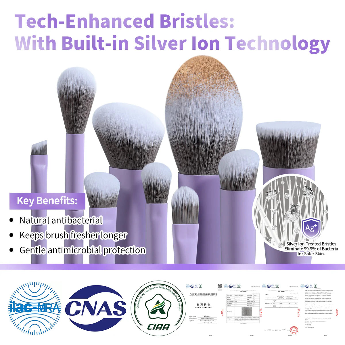 Cerdas sedosas y suaves de las brochas Jade Series, ideales para polvos y líquidos.