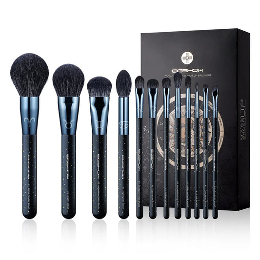 Set de 12 brochas profesionales de maquillaje EIGSHOW Zodiac Series para rostro y ojos.